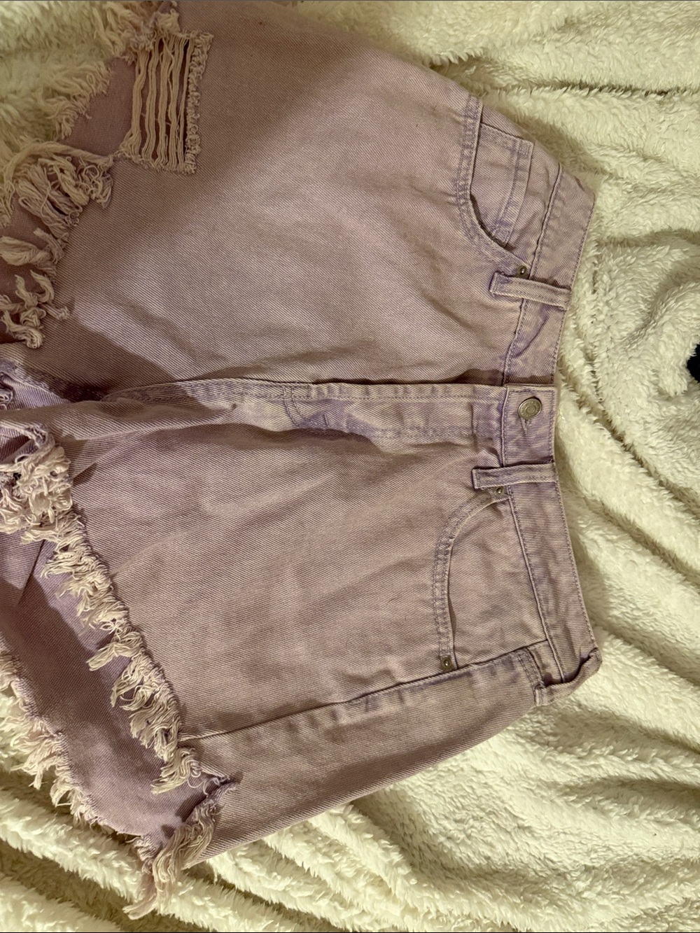 wild fable Lavender High-Rise Frayed Denim Shorts